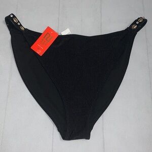 River Island Resort Black Ribbed Bikini Bottom NWT